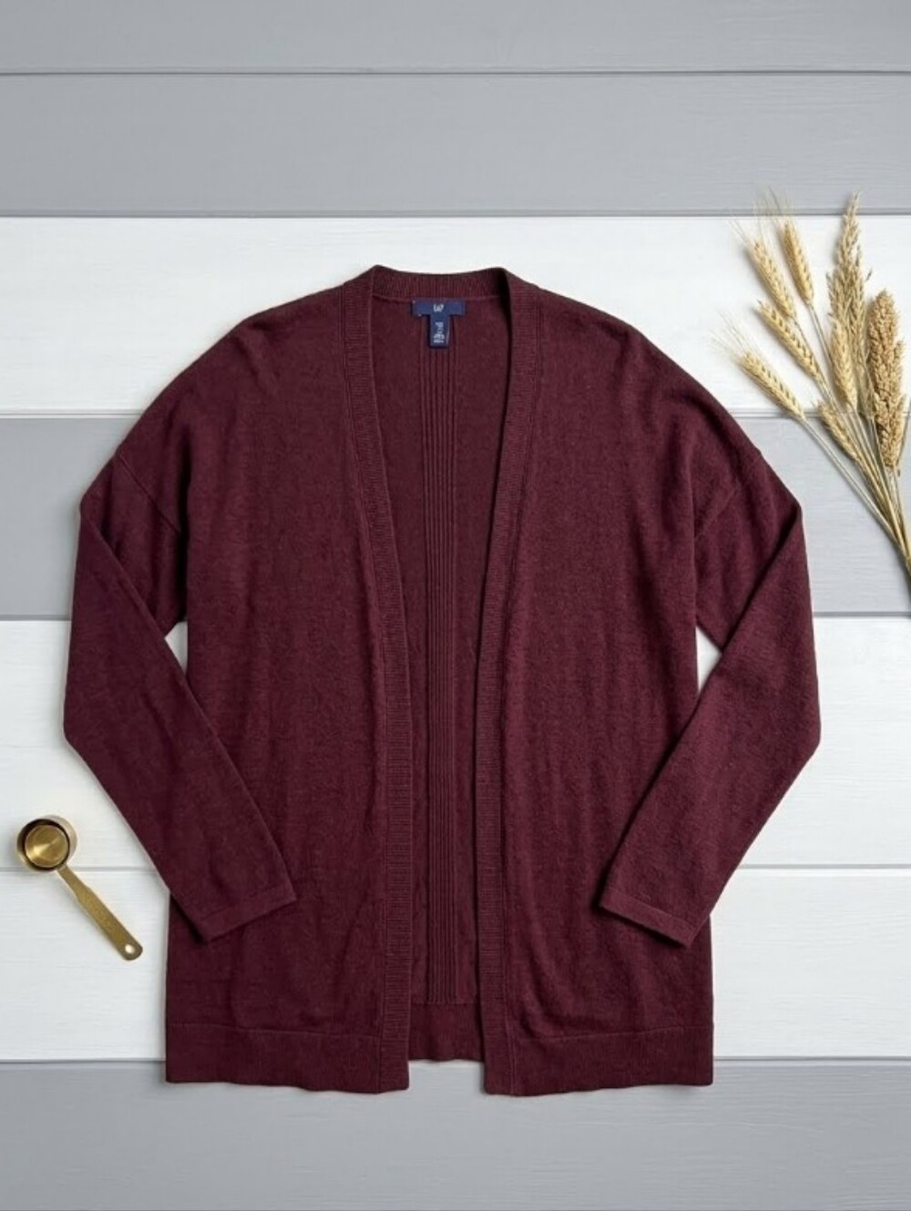 GAP Burgundy Maroon Open Front Cardigan Sweater Medium Top Long Sleeve